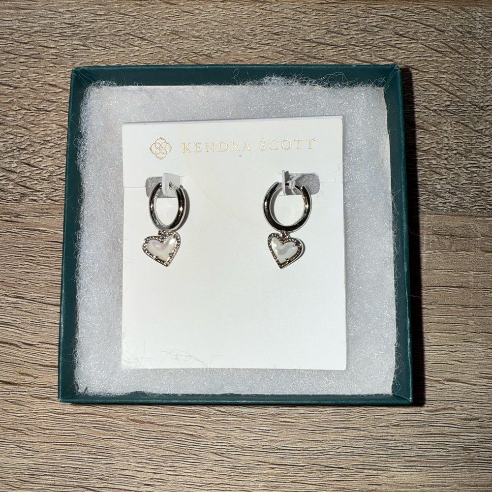 Kendra Scott, silver heart hoop earrings